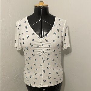 Nikki Erin White Floral V-Neck Top